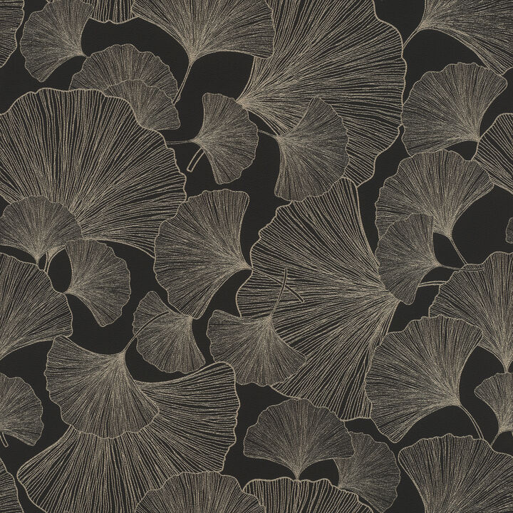 Waft Black Ginkgo Wallpaper