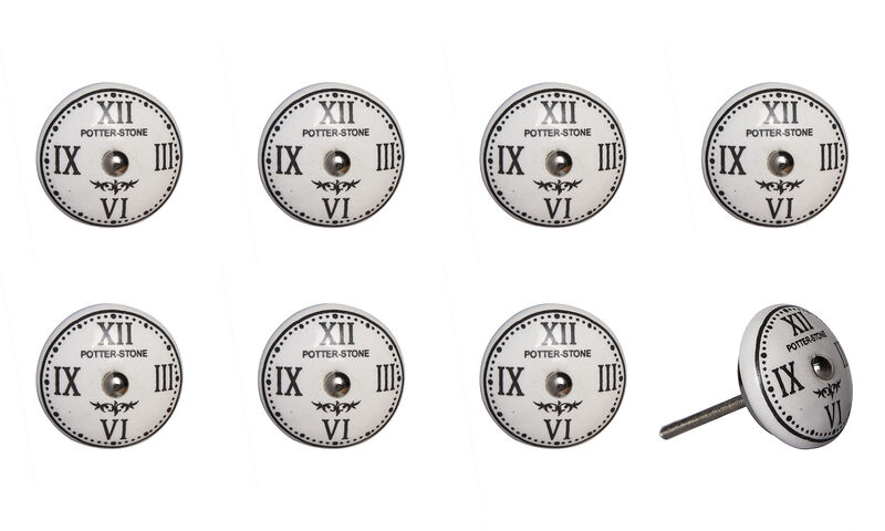 HomeRoots Set of Eight Black And White Ceramic And Metal Drawer Pull Knobs image number 3