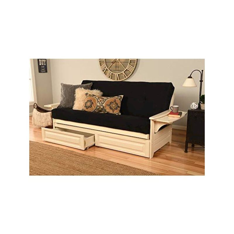 Phoenix Frame-Antique White Finish-Suede Black Mattress-Storage Drawers image number 1