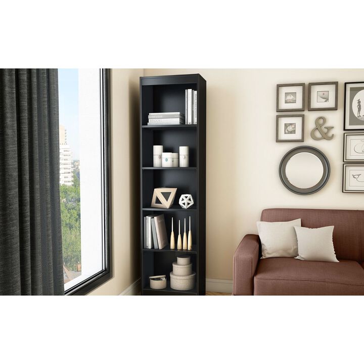 Hivvago 5 Shelf Narrow Bookcase Black Finish