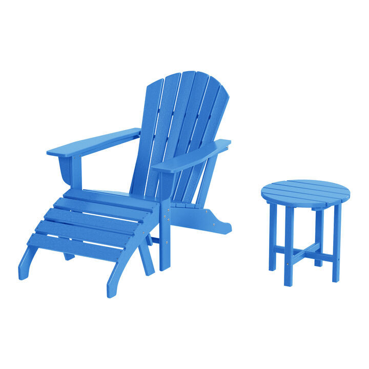 WestinTrends Outdoor Adirondack Chair With Ottoman And Side Table 3-Piece Set