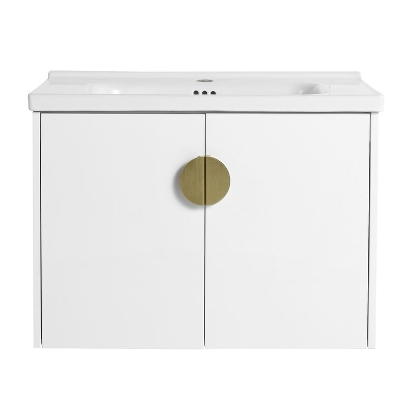 ELEMENT ACE Wall Mounted Bathroom Vanity with Ceramic Sink and Soft Close Doors image number 0