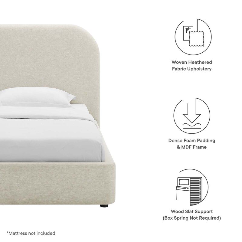 Keynote Upholstered Fabric Curved Twin Platform Bed image number 6