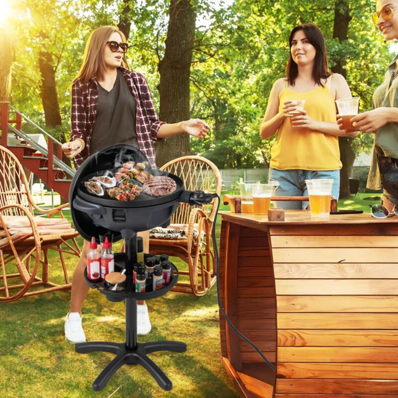 Hivvago Electric BBQ Grill 1200W Indoor Outdoor Grill with 2-Zone Non-Stick Grilling Plate