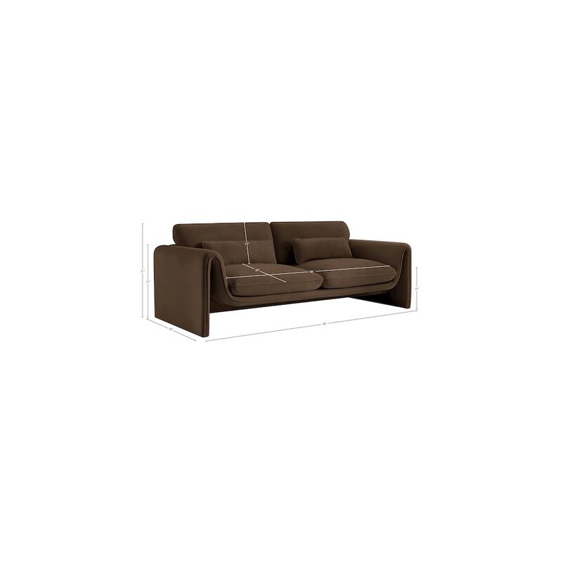 Meridian Furniture Sloan Brown Velvet Fabric Sofa