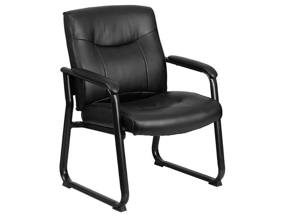 Heavy-Duty Black LeatherSoft Sled Base Side Chair