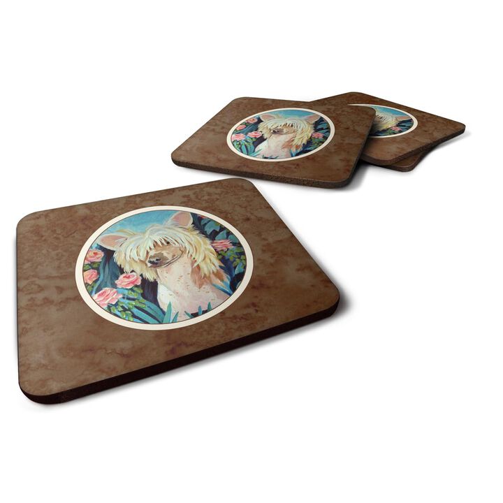 Caroline's Treasures 7087FC Chinese Crested Foam Coasters (Set of 4), 3.5, Multicolor