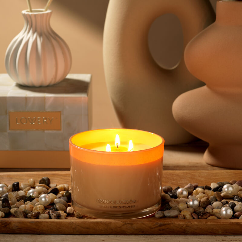 Orange Blossom Candle Gift Set, 3 Wick Home Soy Candles, 13oz image number 3