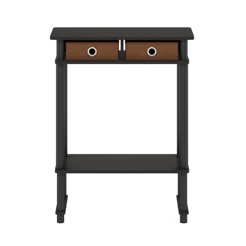 Furinno Turn-N-Tube Tall-Wide Hallway Console Table with Bin, Espresso/Brown