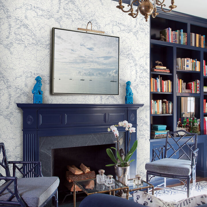 Charts Navy Map Wallpaper (Set of 2)