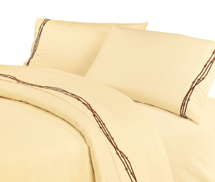 Embroidered Barbwire Queen Sheet Set