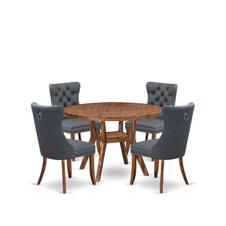 5-Piece Modern Dining Table A Kitchen Table, 4 Platinum Gray Dining Room Chairs