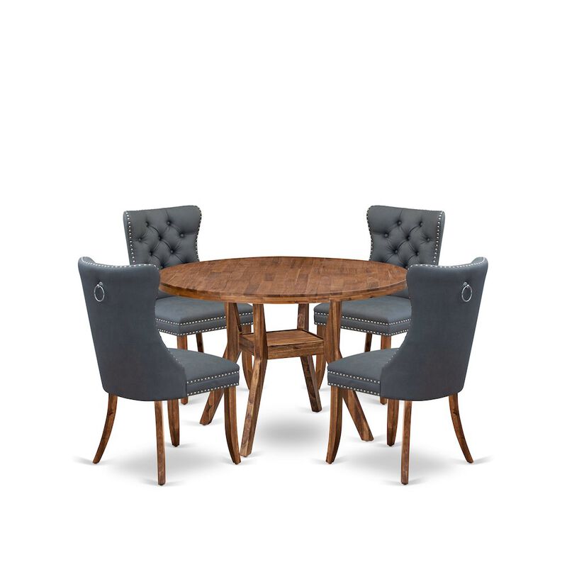 5-Piece Modern Dining Table A Kitchen Table, 4 Platinum Gray Dining Room Chairs