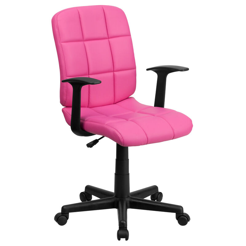 Clayton Mid-Back Quilted Vinyl Swivel Task Office Chair with Arms image number 0