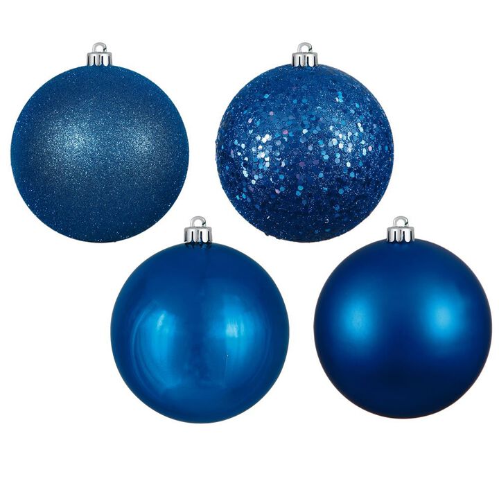 Vickerman 2.4" Blue 4-Finish Ball Ornament Assortment, 24 per Box