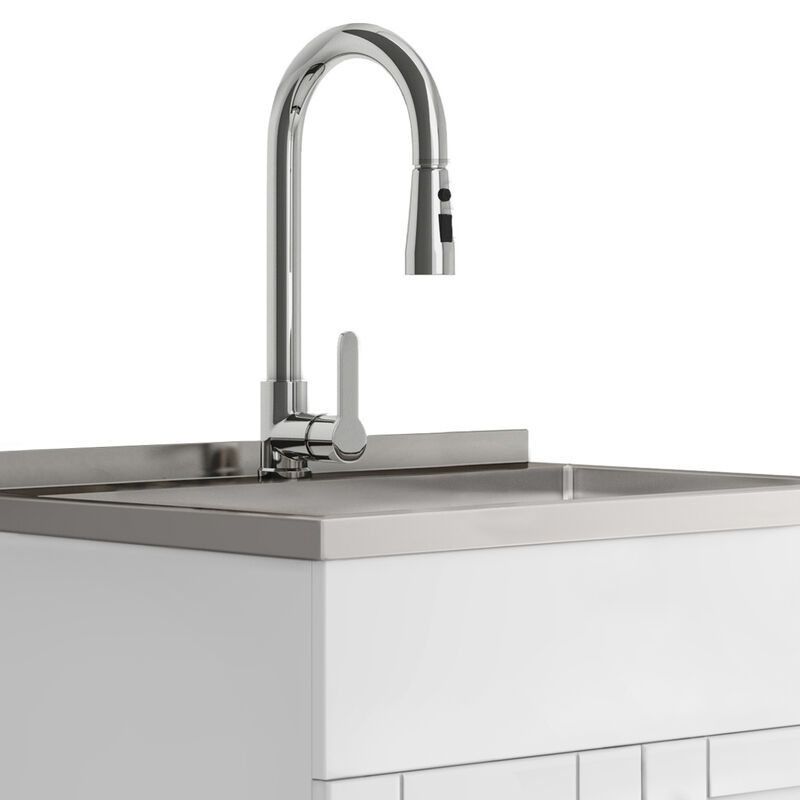 Modern Wide Shaker All-In-One 28-inch Laundry Utility Sink and Cabinet