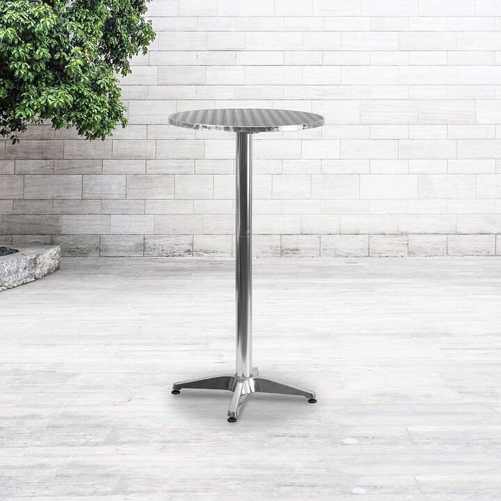 Flash Furniture Mellie 23.25" Round Aluminum Indoor-Outdoor Bar Height Table with Flip-Up Table