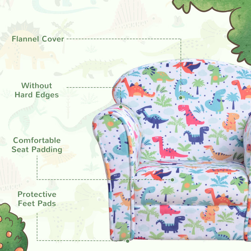 Hivvago Dinosaur Kids Armchair with Plush Padding image number 3
