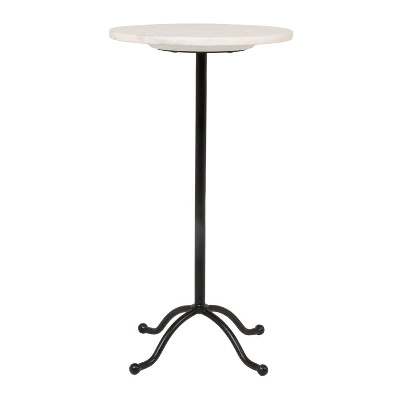 Marble Pedestal Side Table, White and Black image number 3