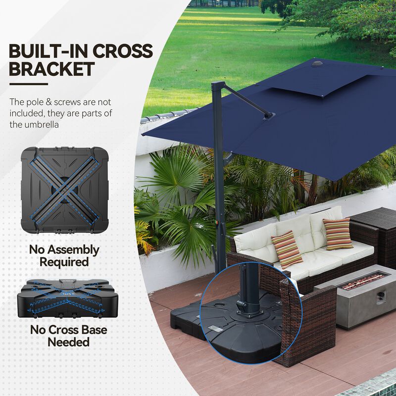 MONDAWE 10 x 10 ft Cantilever Patio Umbrella with Weighted Based Navy