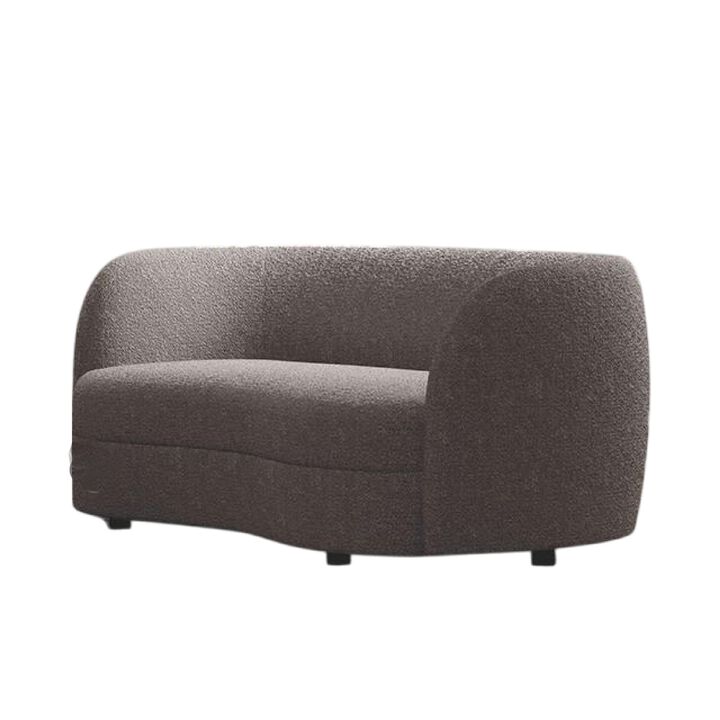 Srey Loveseat, 64 Inch, Charcoal Gray Boucle, Curved Kidney Shape - Benzara - Benzara