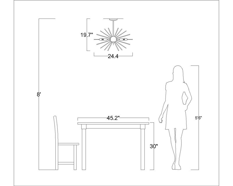 Justa Sputnik Black 6-Light Industrial Chandelier image number 4