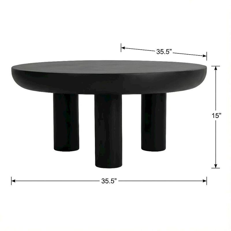 Starlight Canyon Home Black Concrete Top Coffee Table with Plywood Frame and Durable Cement Legs image number 1
