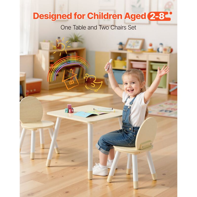 Kids Activity Table and 2 Chairs Set for Crafts, Reading and Drawing-Natural image number 7