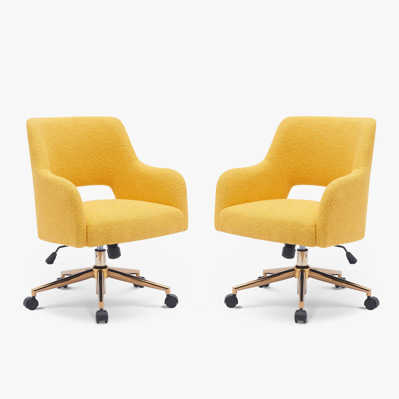 WestinTrends Mid-Century Modern Swivel Office Vanity Chair with Wheels