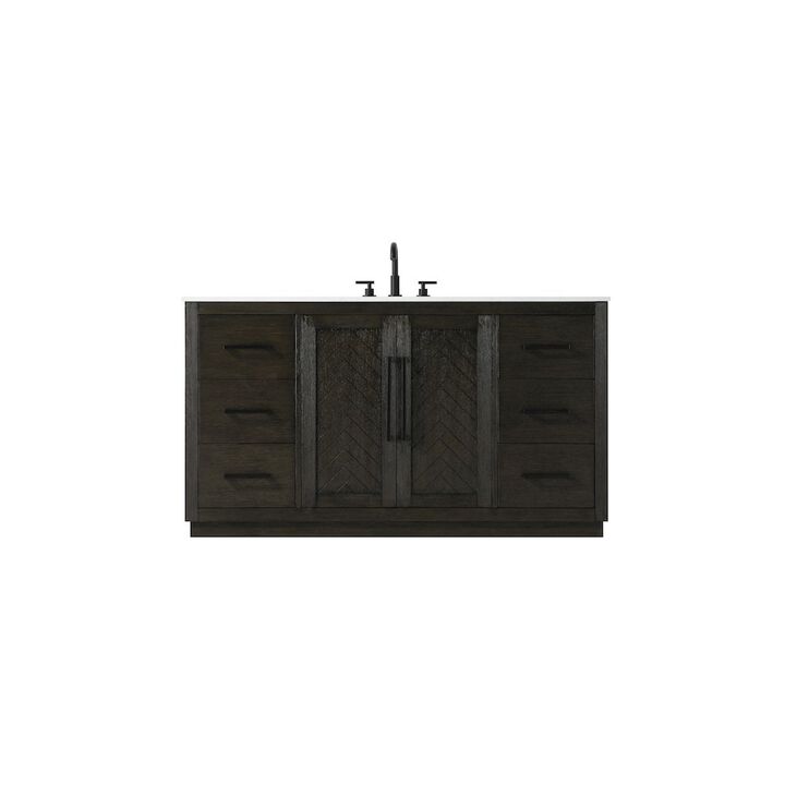 Elegant Kitchen and Bath 60 inch Single Bathroom Vanity in Chocolate Oak