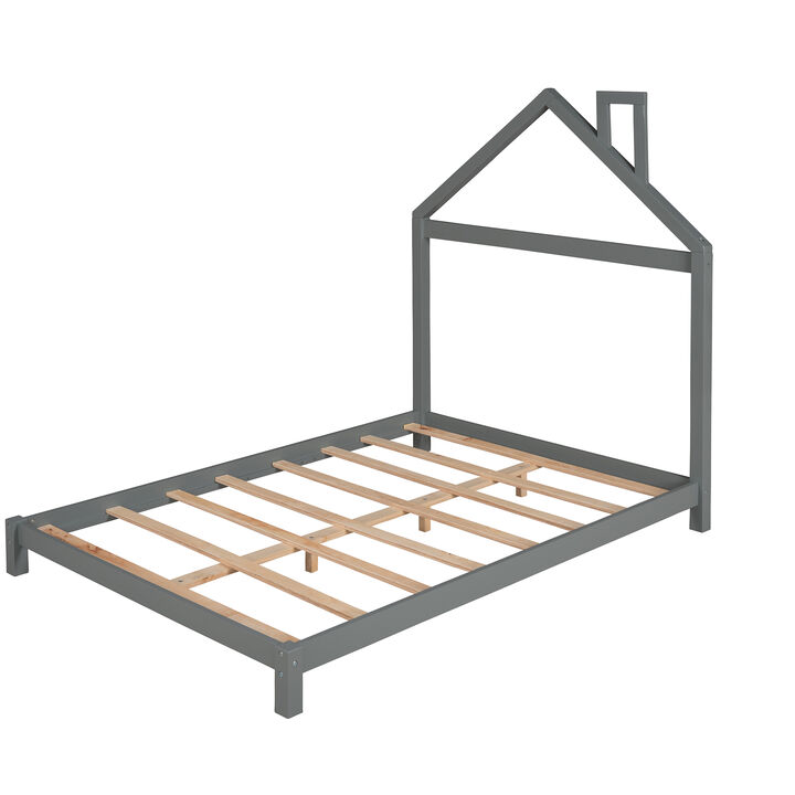 Merax Wood Platform Bed with House-shaped Headboard
