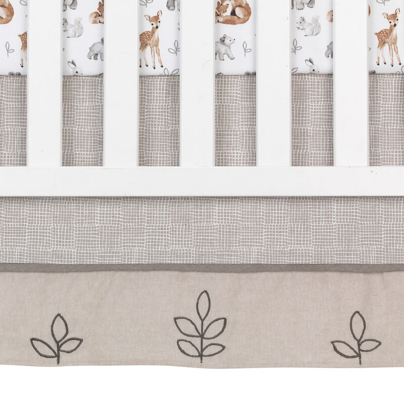 Lambs & Ivy Painted Forest 4-Piece Crib Bedding Set - Gray, Beige, White