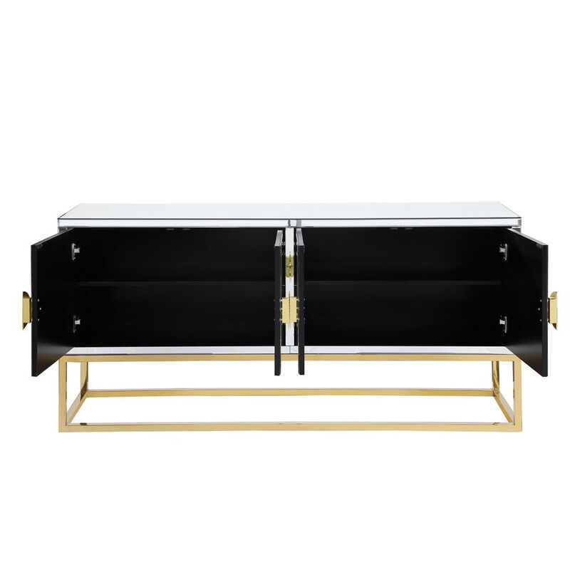 Best Master Furniture Tadala 64 Mirrored with Gold Leg Sideboard