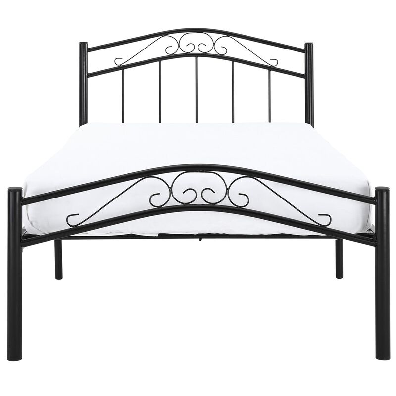 Hivvago Twin size Black Metal Platform Bed with Headboard and Footboard