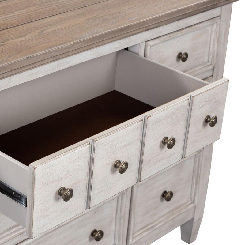 Liberty Furniture Heartland 9 Drawer Dresser in Antique White w/ Tobacco Top image number 4