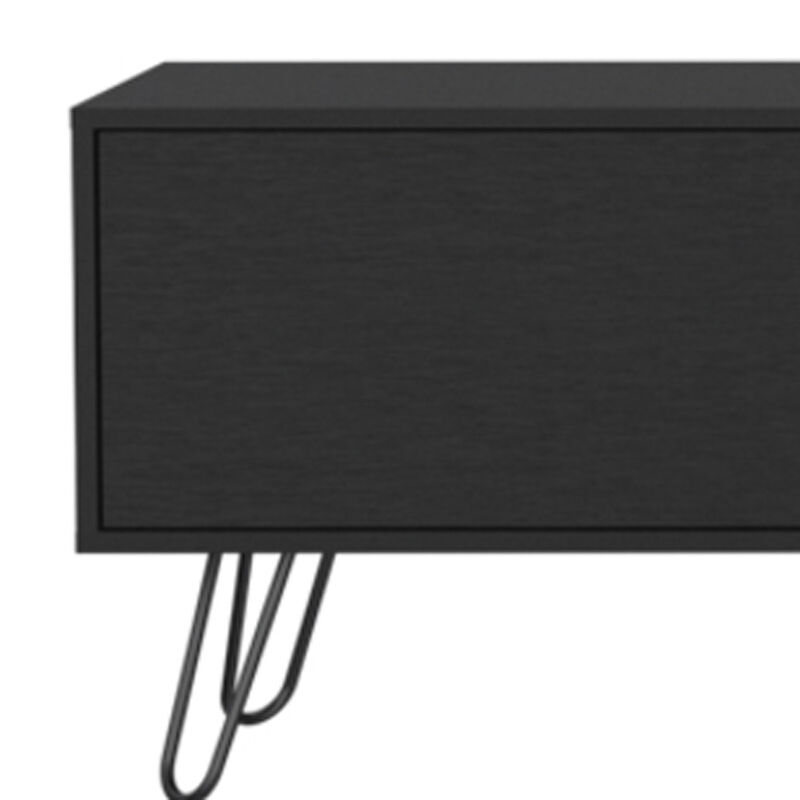 HomeRoots 71" Black Wood Enclosed And Open Storage TV Stand image number 3