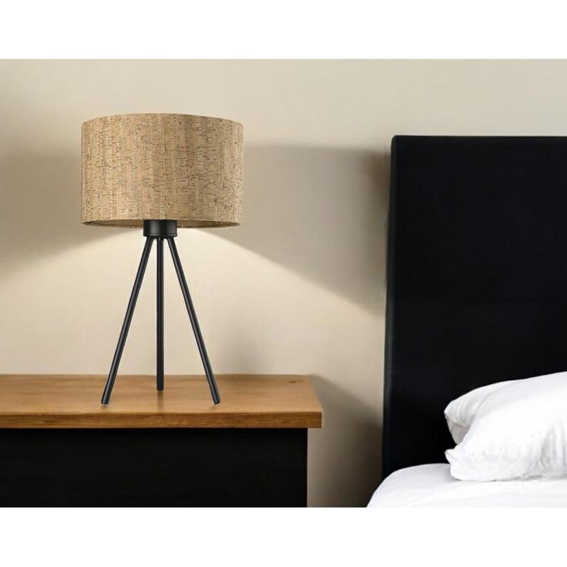 Hivvago 22" Black Metal Tripod Table Lamp With Beige Drum Shade