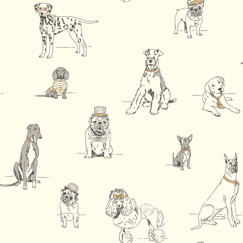 Dog's Life Silver & Gold Metallic Wallpaper image number 0