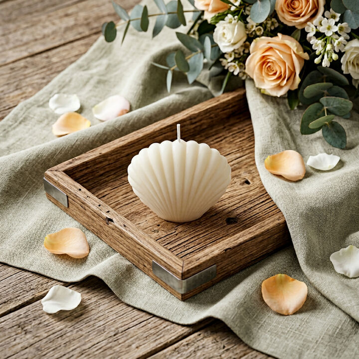 HomeRoots 3" Unscented Dimensional Seashell Candle