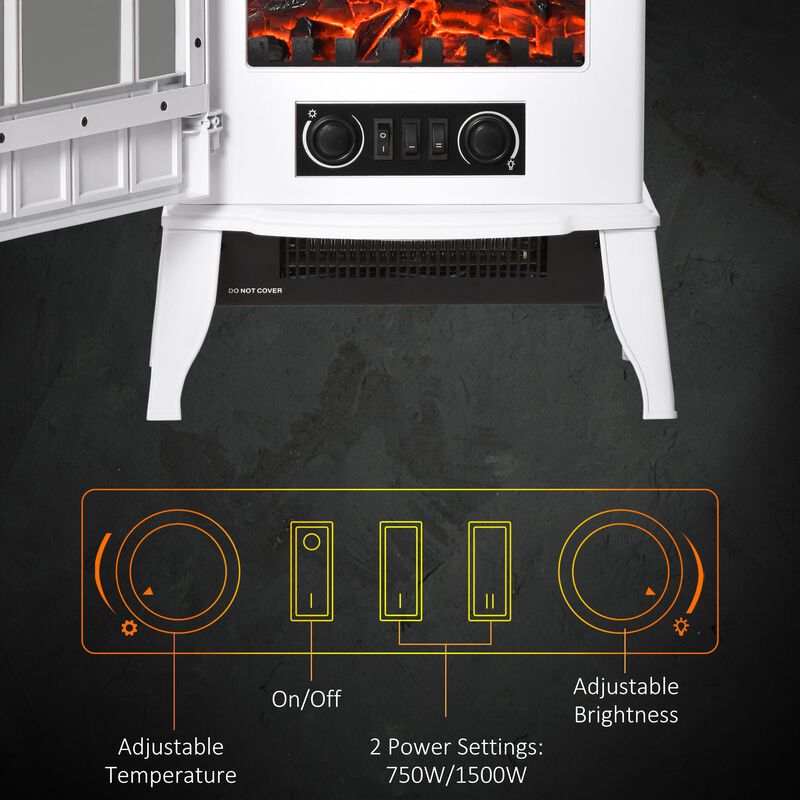 White Electric Fireplace: Freestanding with LED Flame image number 4