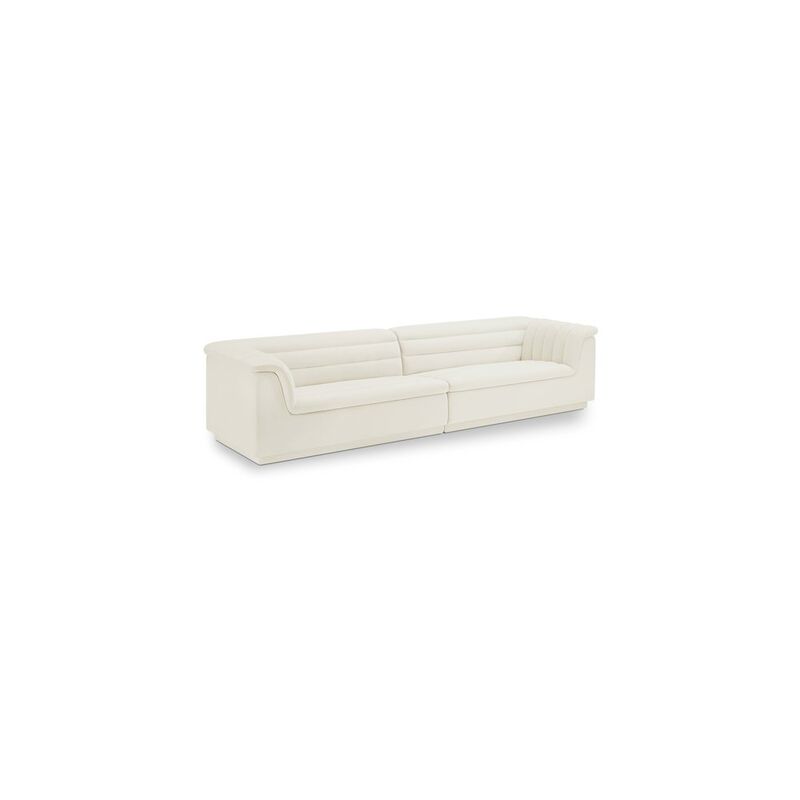 Meridian Furniture Cascade Cream Velvet Fabric Modular Sofa