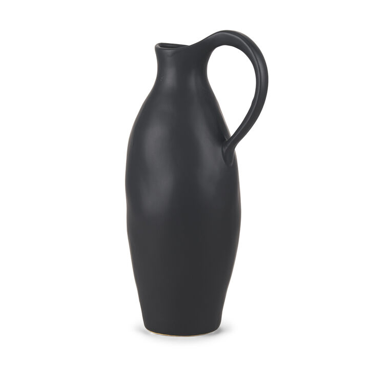 HomeRoots 15" Black Ceramic Bud Jug Vase