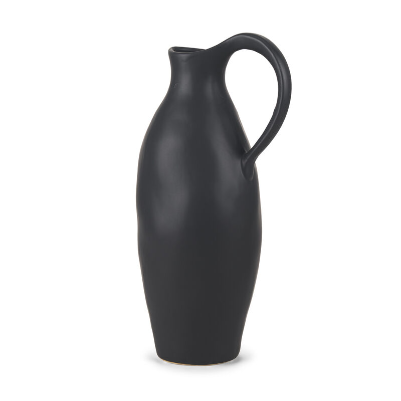 HomeRoots 15" Black Ceramic Bud Jug Vase image number 0