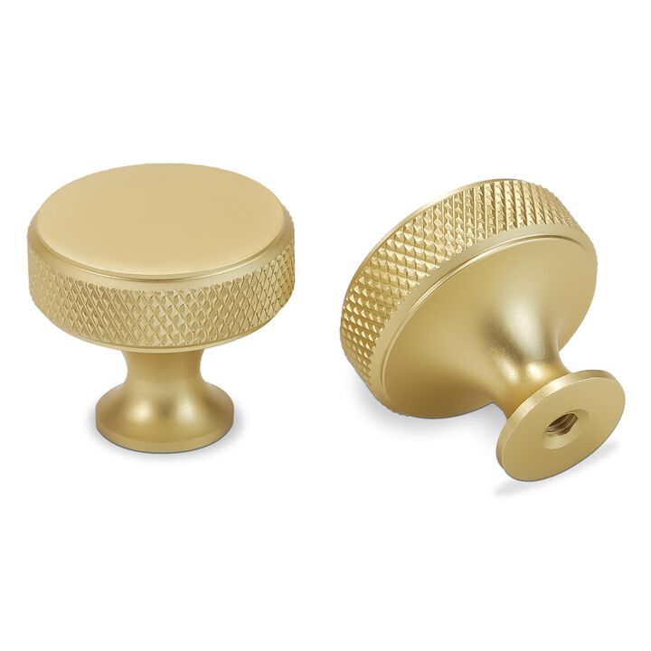 BUKOBYHE 10 Pack Kitchen Cabinet Knobs Brushed Brass Cabinet Pulls Gold Knurled Drawer Knobs Solid Kitchen Hardware Kitchen Hand