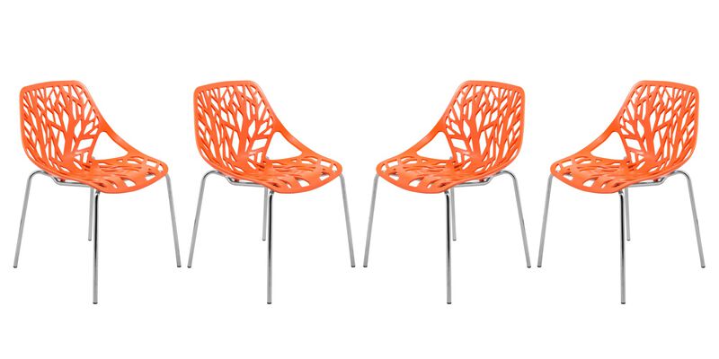 LeisureMod Asbury Dining Stackable Chair in Polypropylene Seat and Chrome Legs Set of 4 image number 0