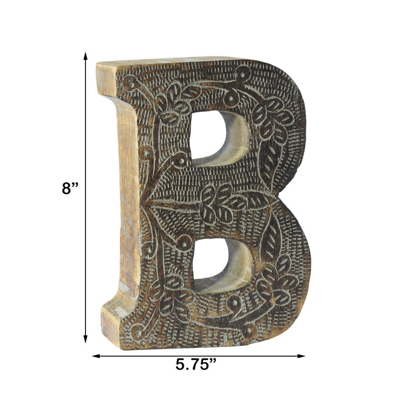 Vintage Gray Handmade Eco-Friendly "B" Alphabet Letter Block For Wall Mount & Table Top Décor