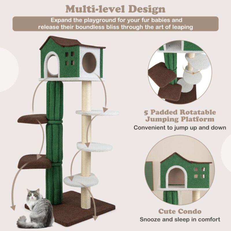 Hivvago Multi-level Cat Tree with Condo and Anti-tipping Device