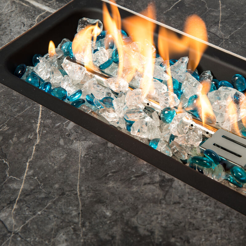 Streamdale Rattan Gas Fire Table with Tile Tabletop