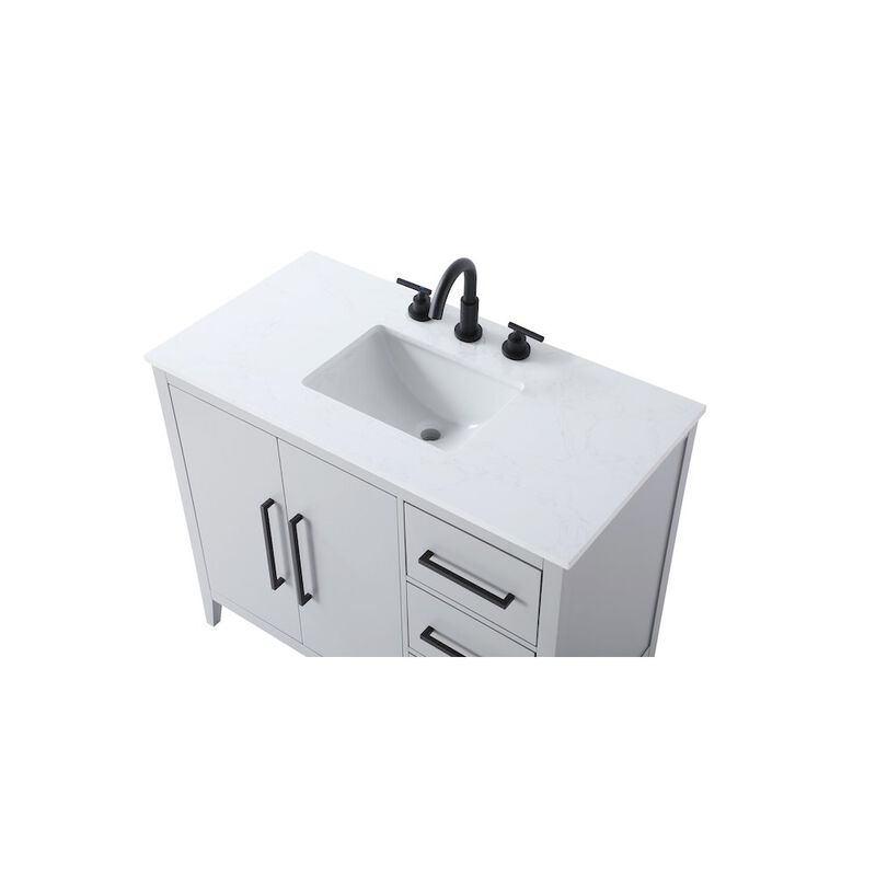 Elegant Kitchen and Bath 42 Inch Single Bathroom Vanity In Grey