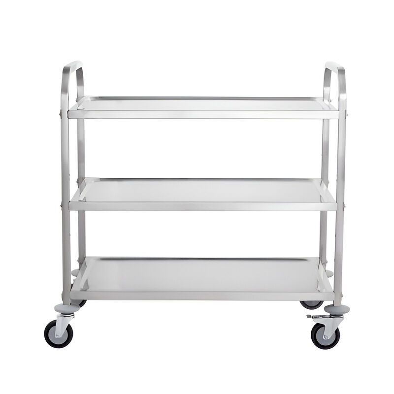 3-Tier Wire Utility Cart with Wheels, 450 lb Capacity, Curved Handle and 6 Hooks